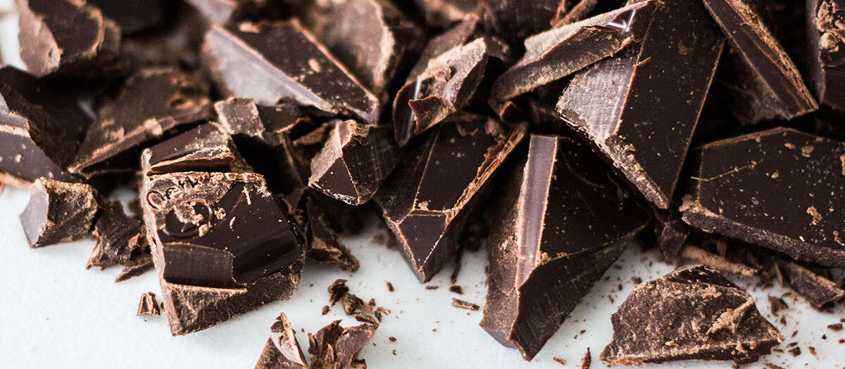 Closeup of broken chocolate chunks