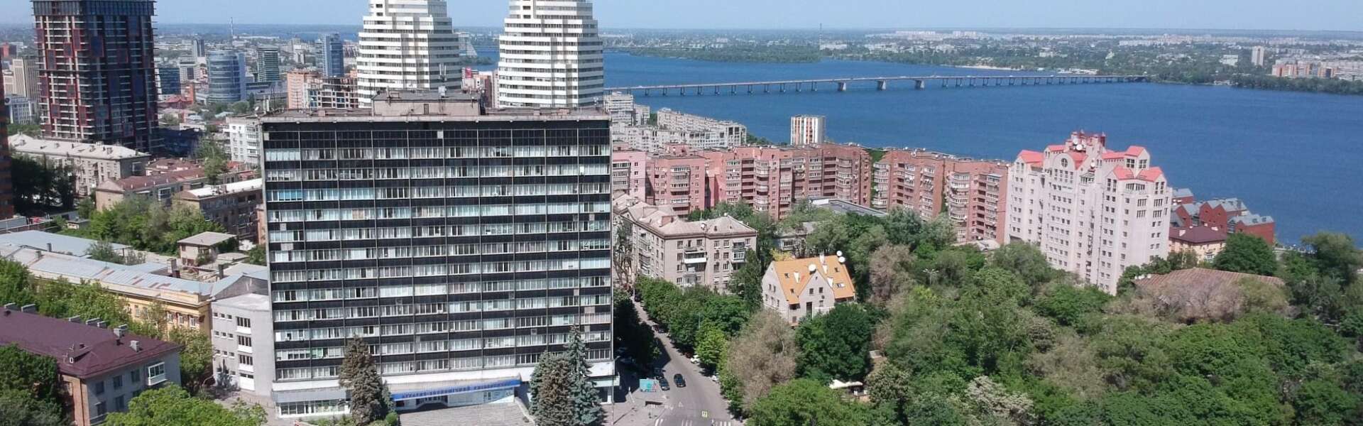 Aerial shot of Dnipro State Agrarian and Economic University in Dnipro, Ukraine