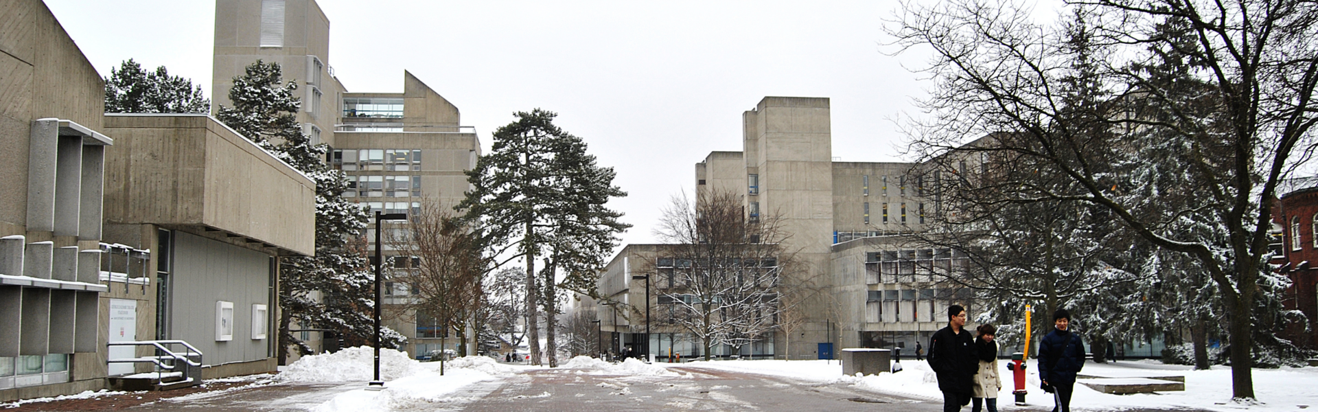 View of U of G campus in winter looking towards MacKinnon and the Library.