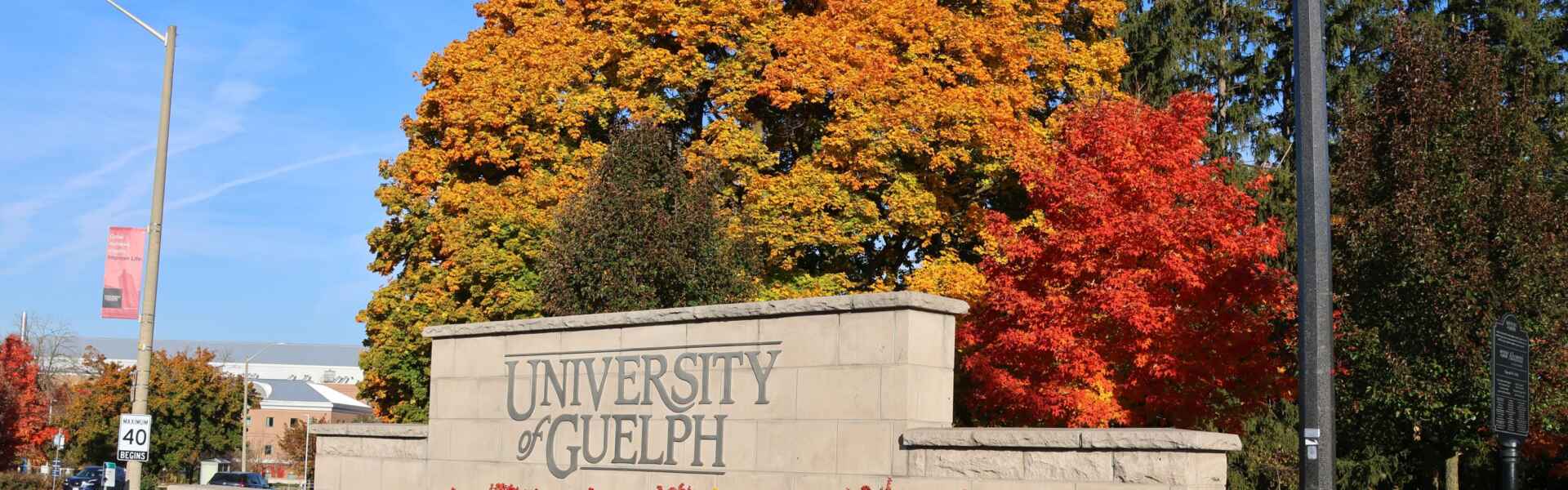 University of guelph sign with fal colours.